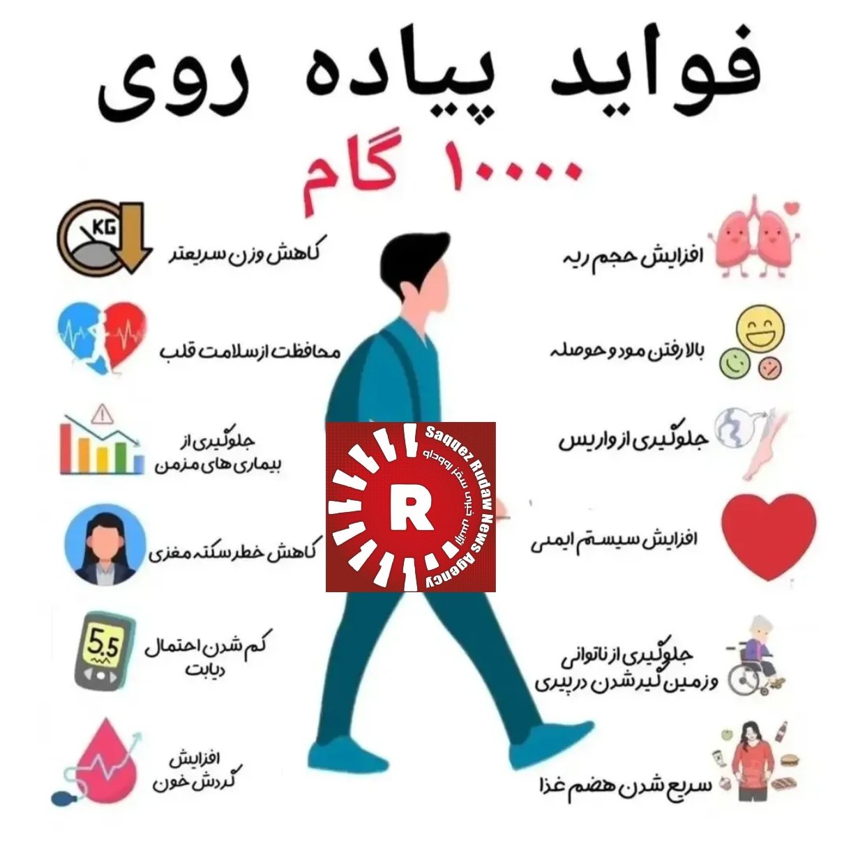 اینفوگرافیک// فواید پیاده روی از منظر فیزیولوژیکی